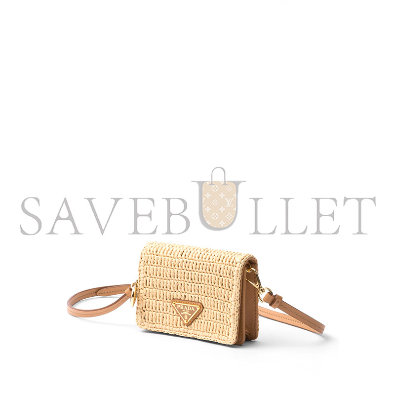 Pra*a woven fabric card holder with shoulder strap 1mr024 (11.5*8*2.5cm)